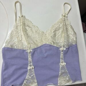 Lace Trim Lavender and Cream Bralette